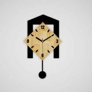 Asymmetric wooden with Acrylic pendulum wall clock