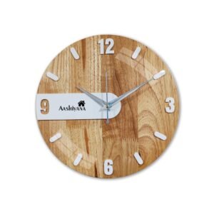 Wooden wall clock silent sweep with technology and acrylic numerals.
