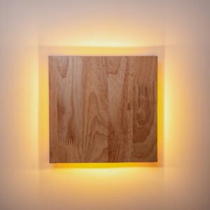 Square wooden 10W warm white light lamp