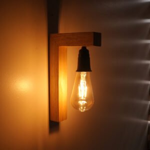 Modern Wood wall Mounted Light with E27 Bulb -(Beige)