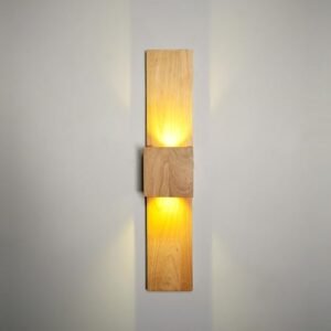 Handcrafted Natural Wood Wall Lamp, Up & Down Light